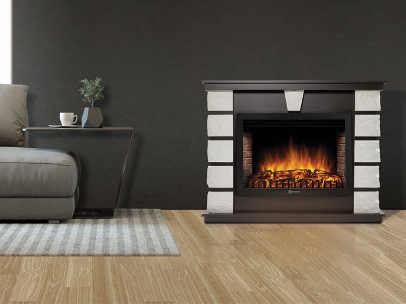Каминокомплект Firelight Excalibur 30 с очагом Electrolux EFP/P-3020LS камень белый/шпон венге