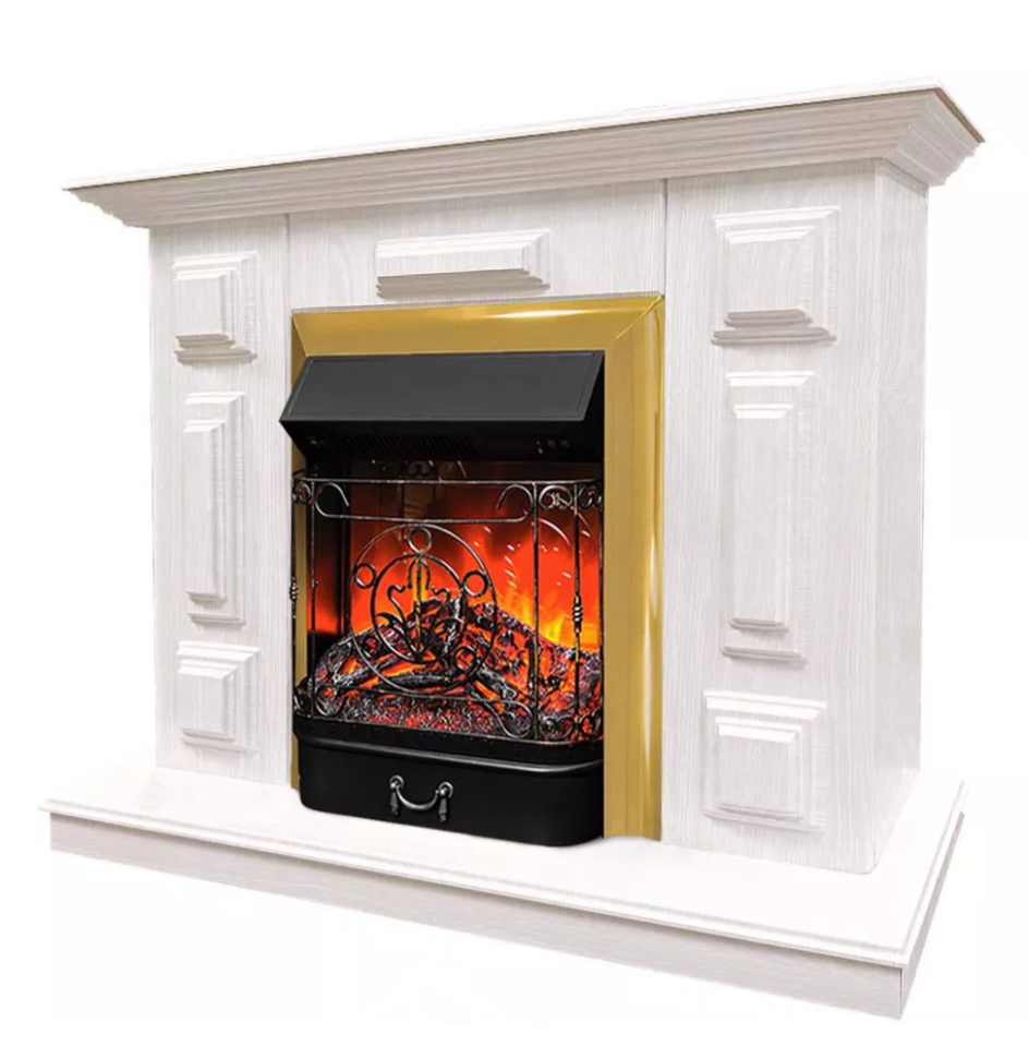 Каминокомплект Хорошие Камины Юпитер с очагом RealFlame Majestic Lux BR S белое дерево