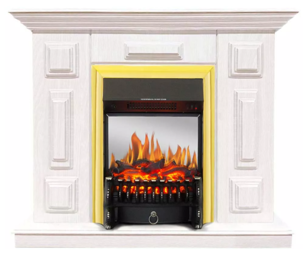 Каминокомплект Хорошие Камины Юпитер с очагом Royal Flame Fobos FX M Brass белое дерево