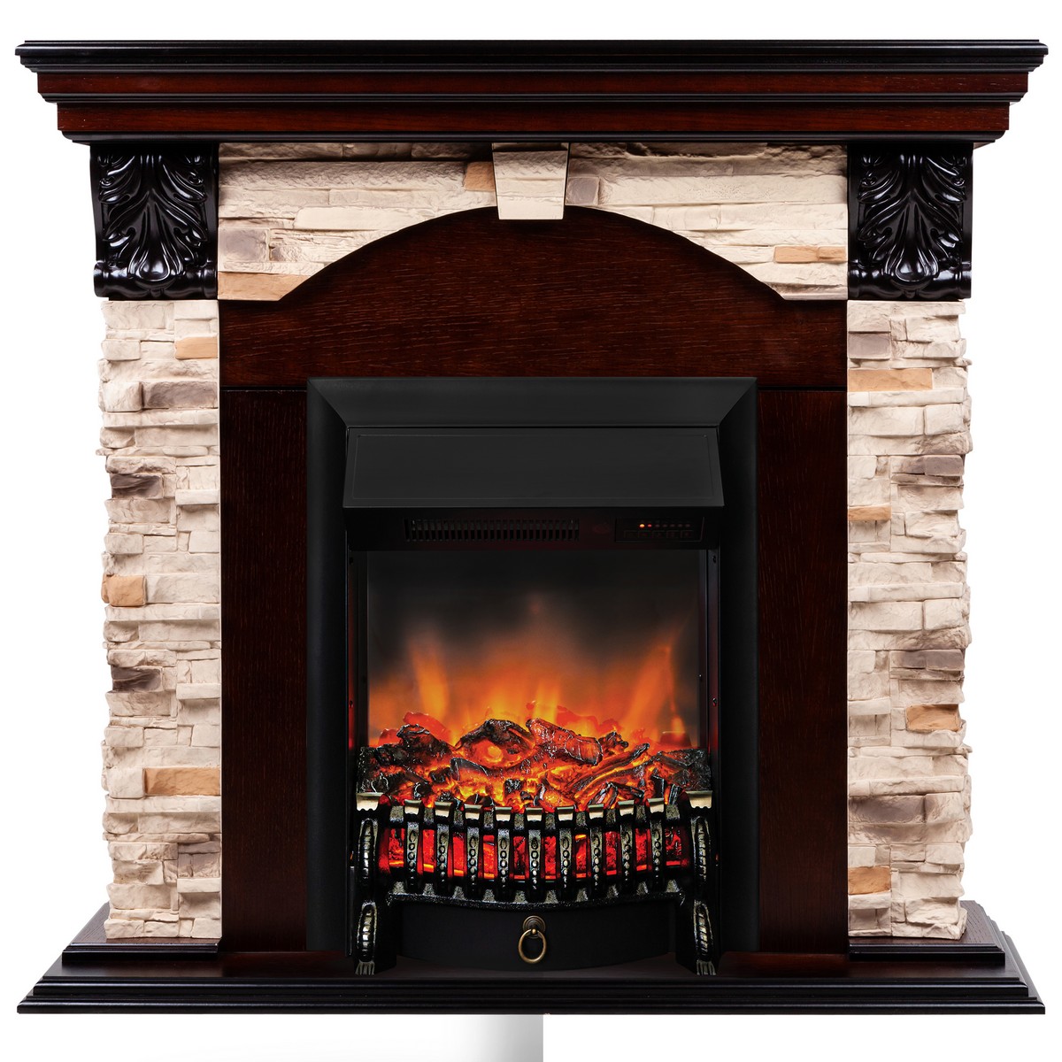 Электрокамин RealFlame Dublin Rock AO античный дуб с очагом Fobos Lux Black RC