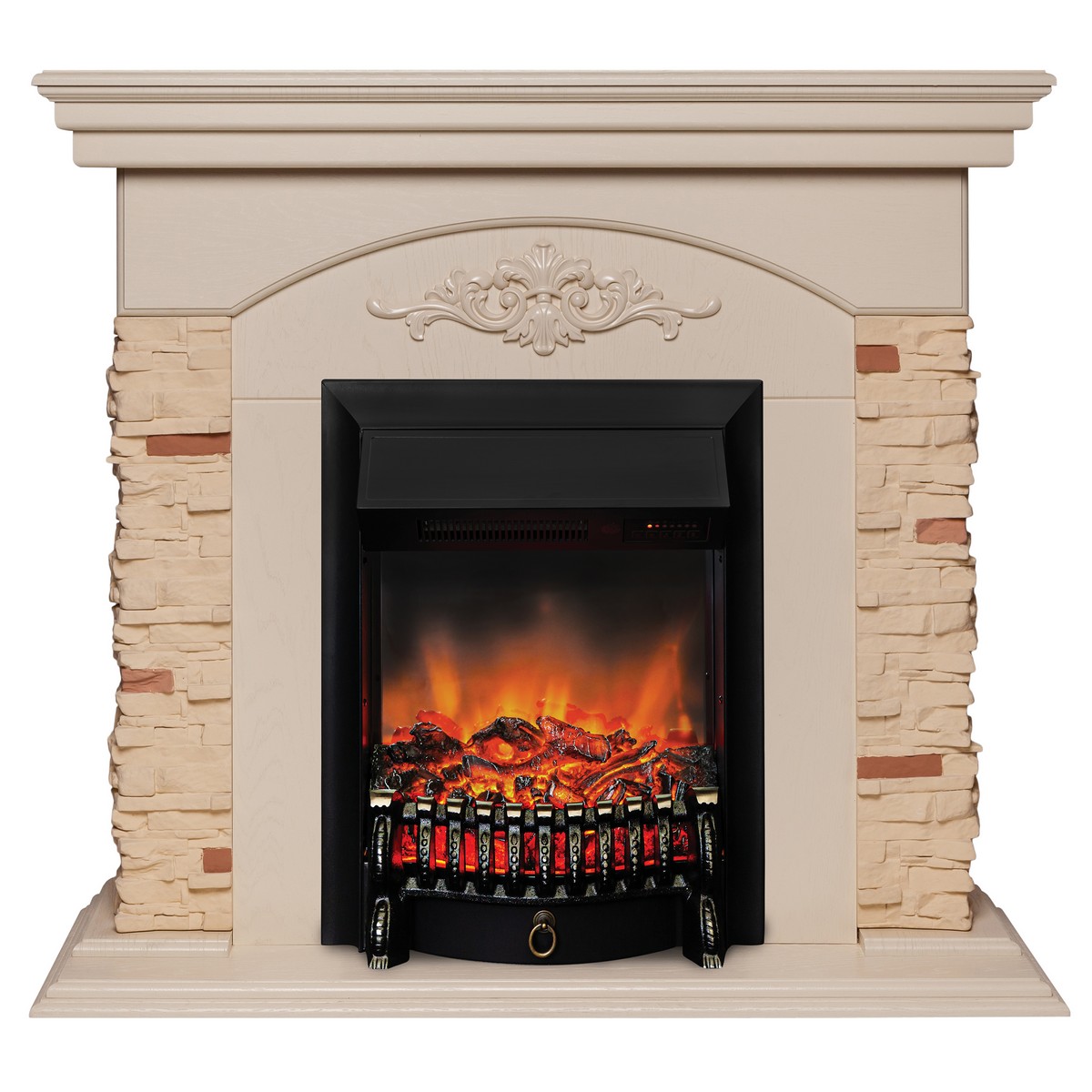 Электрокамин RealFlame Neapolis WT айвори с очагом Fobos Lux Black RC