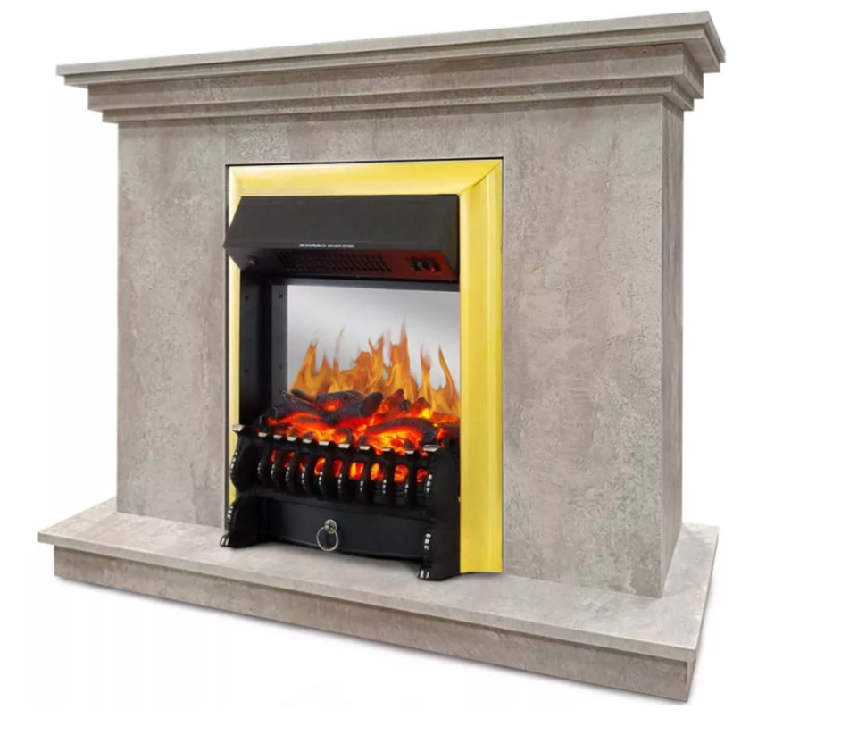 Каминокомплект Хорошие Камины Марс с очагом Royal Flame Fobos FX M Brass цемент