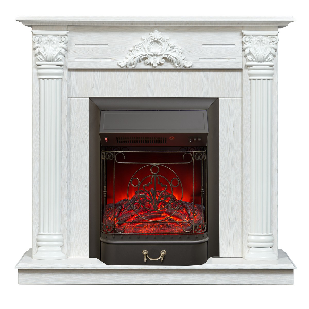 Электрокамин RealFlame Stefania WT белое золото с очагом Majestic Lux Black