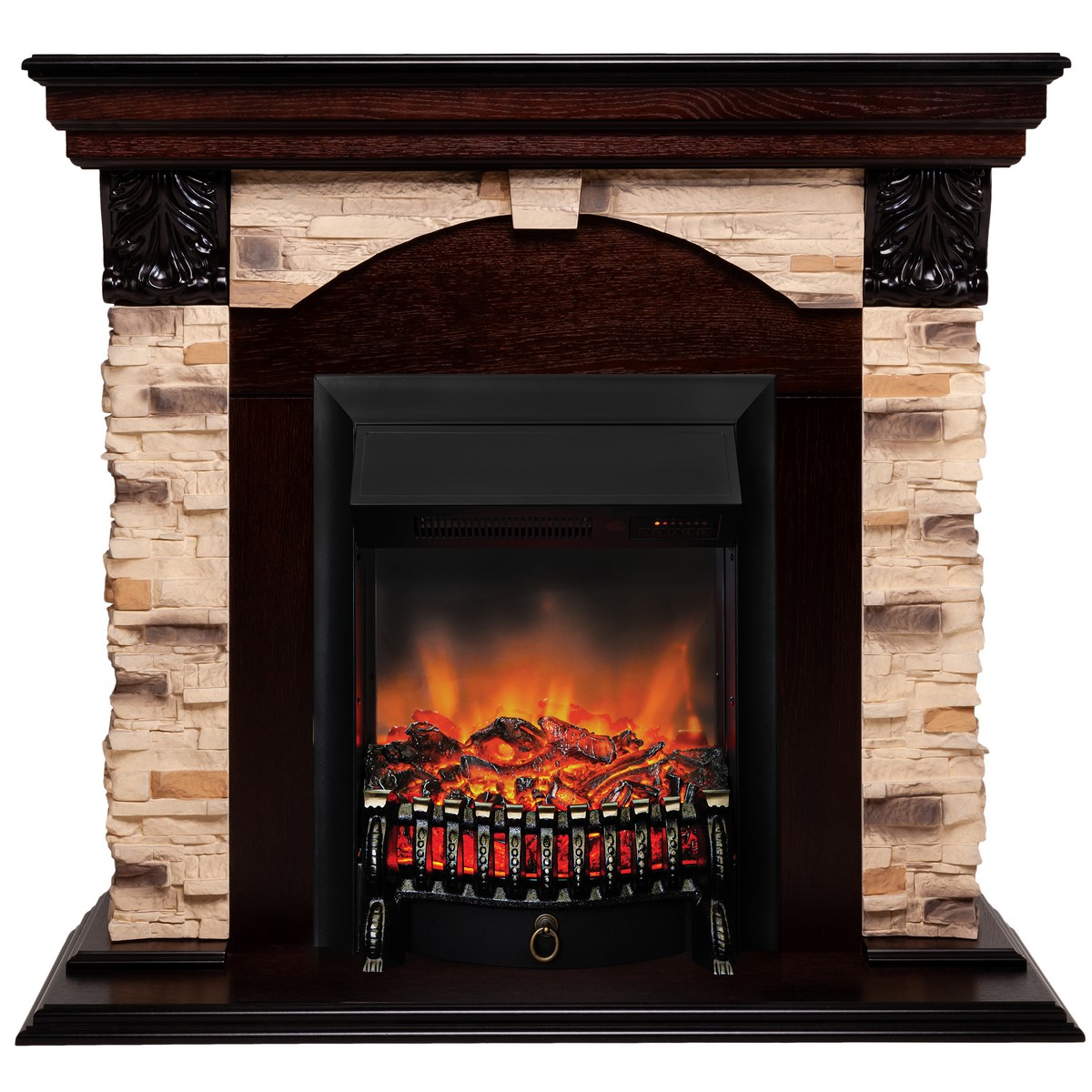 Электрокамин RealFlame Dublin Corner Rock AO античный дуб с очагом Fobos Lux Black RC
