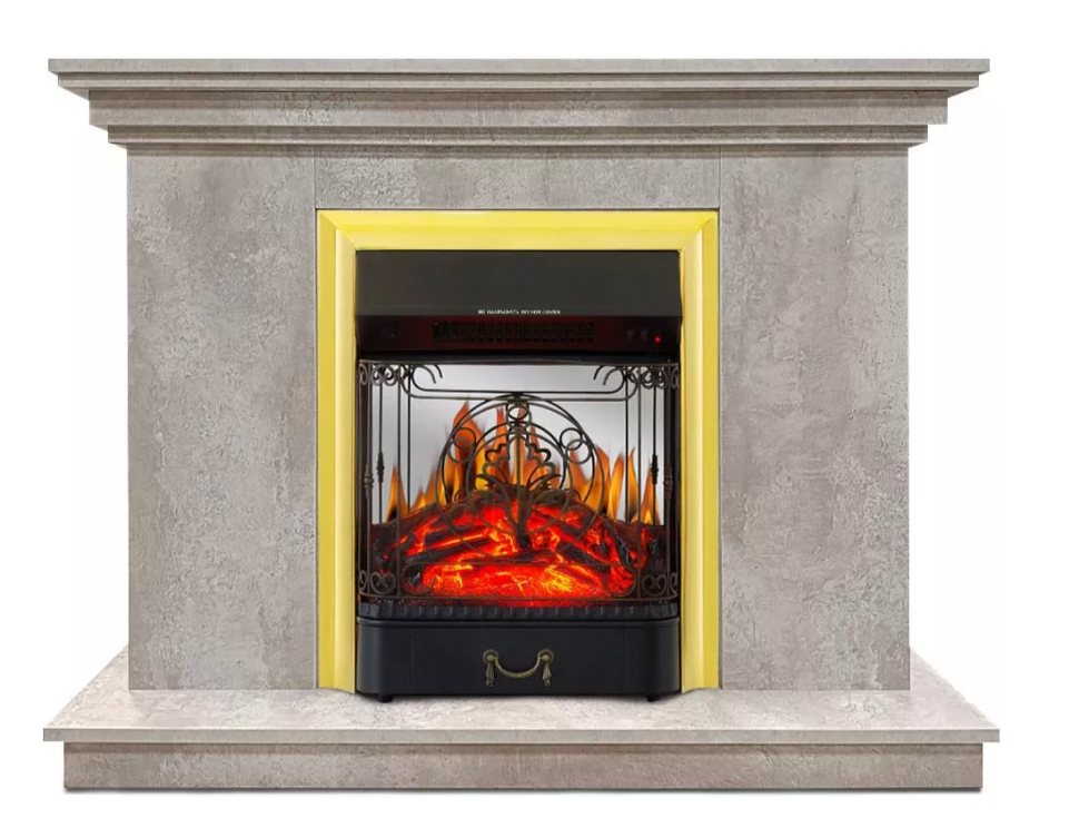 Каминокомплект Хорошие Камины Марс с очагом Royal Flame Majestic FX M Brass цемент