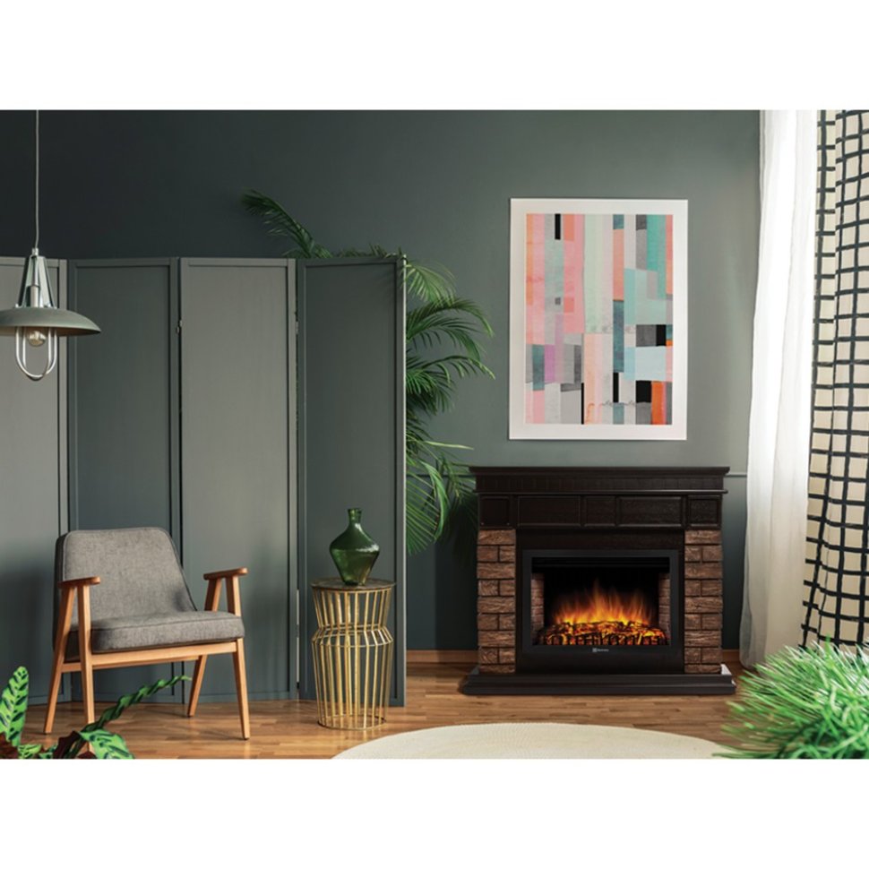 Каминокомплект Firelight Bricks 25 с очагом Electrolux EFP/P-2520LS камень коричневый/шпон темный дуб
