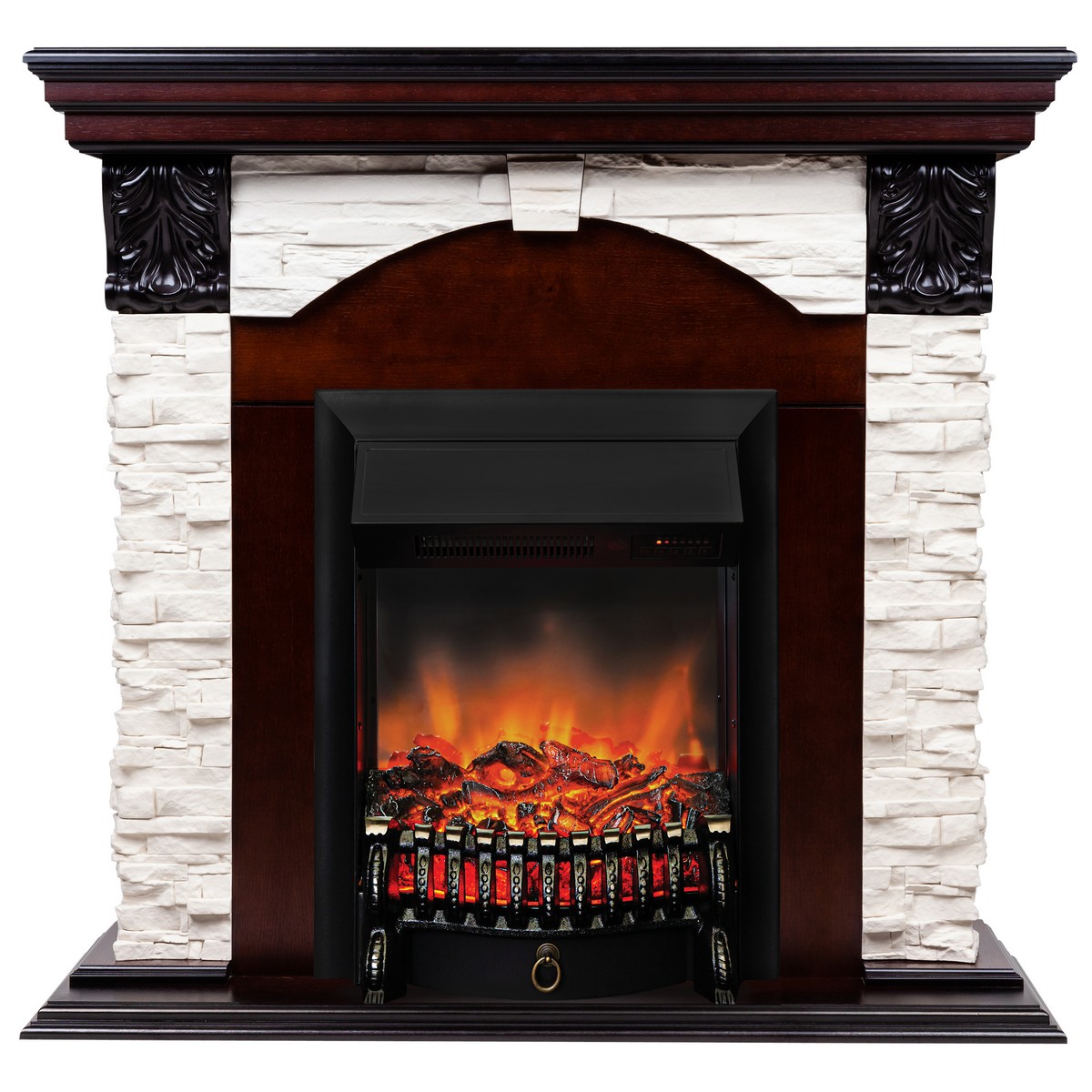 Электрокамин RealFlame Dublin Lux AO античный дуб с очагом Fobos Lux Black RC