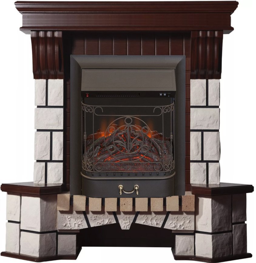 Каминокомплект Interflame Экстер М махагон угловой с очагом Majestic FX M Black