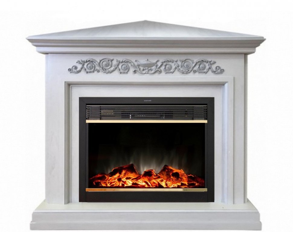 Каминокомплект RealFlame Leticia Corner 26 WT с очагом MoonBlaze LUX Brass