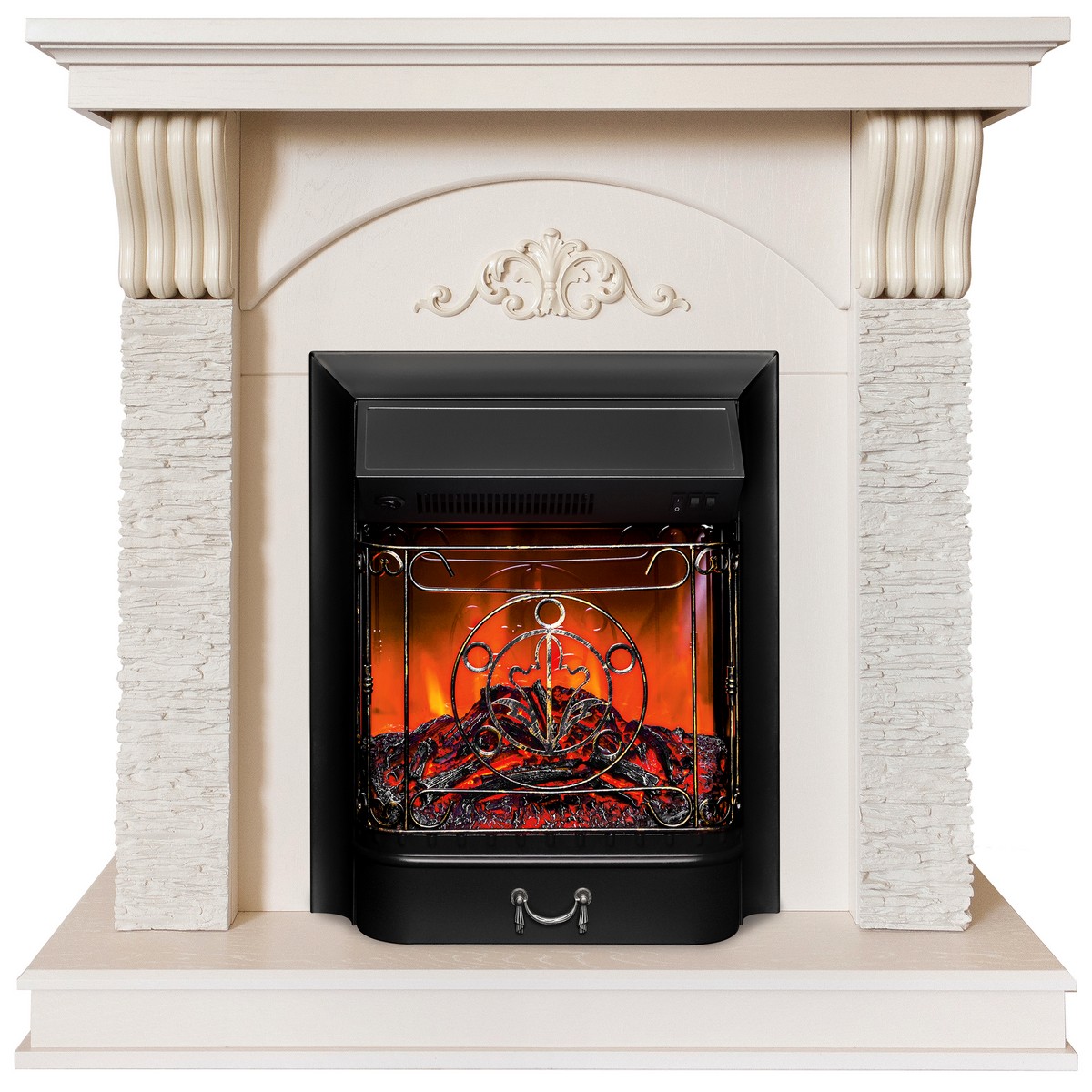 Электрокамин RealFlame Corfino WT айвори с очагом Majestic Lux Black