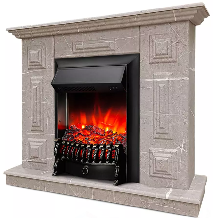 Каминокомплект Хорошие Камины Юпитер с очагом RealFlame Fobos Lux Black мрамор