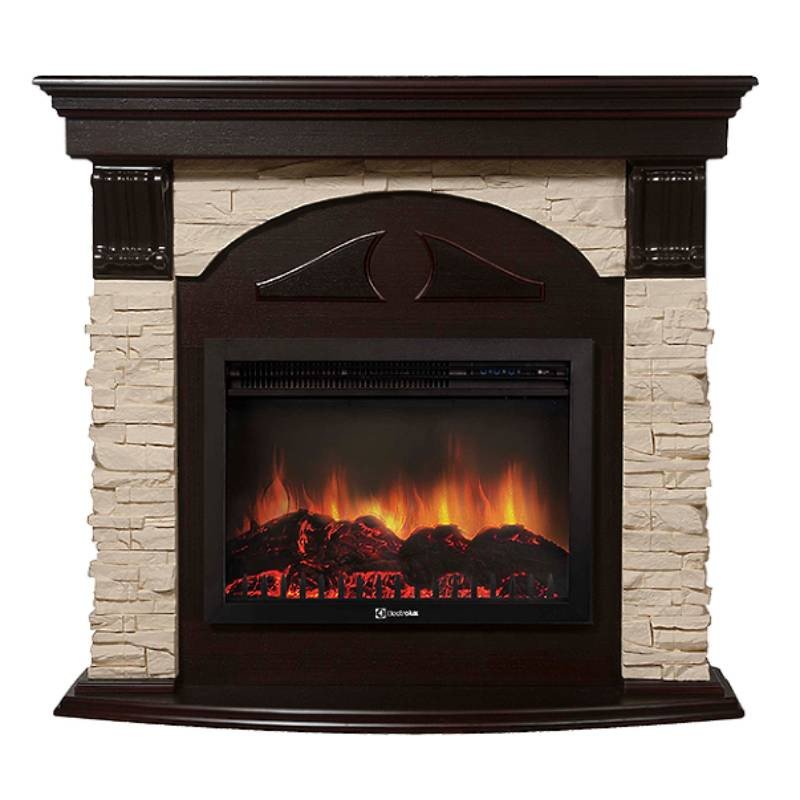 Каминокомплект Firelight Torre 30U (угловой) с очагом Electrolux EFP/P-3020LS сланец слоновая кость/шпон темный дуб