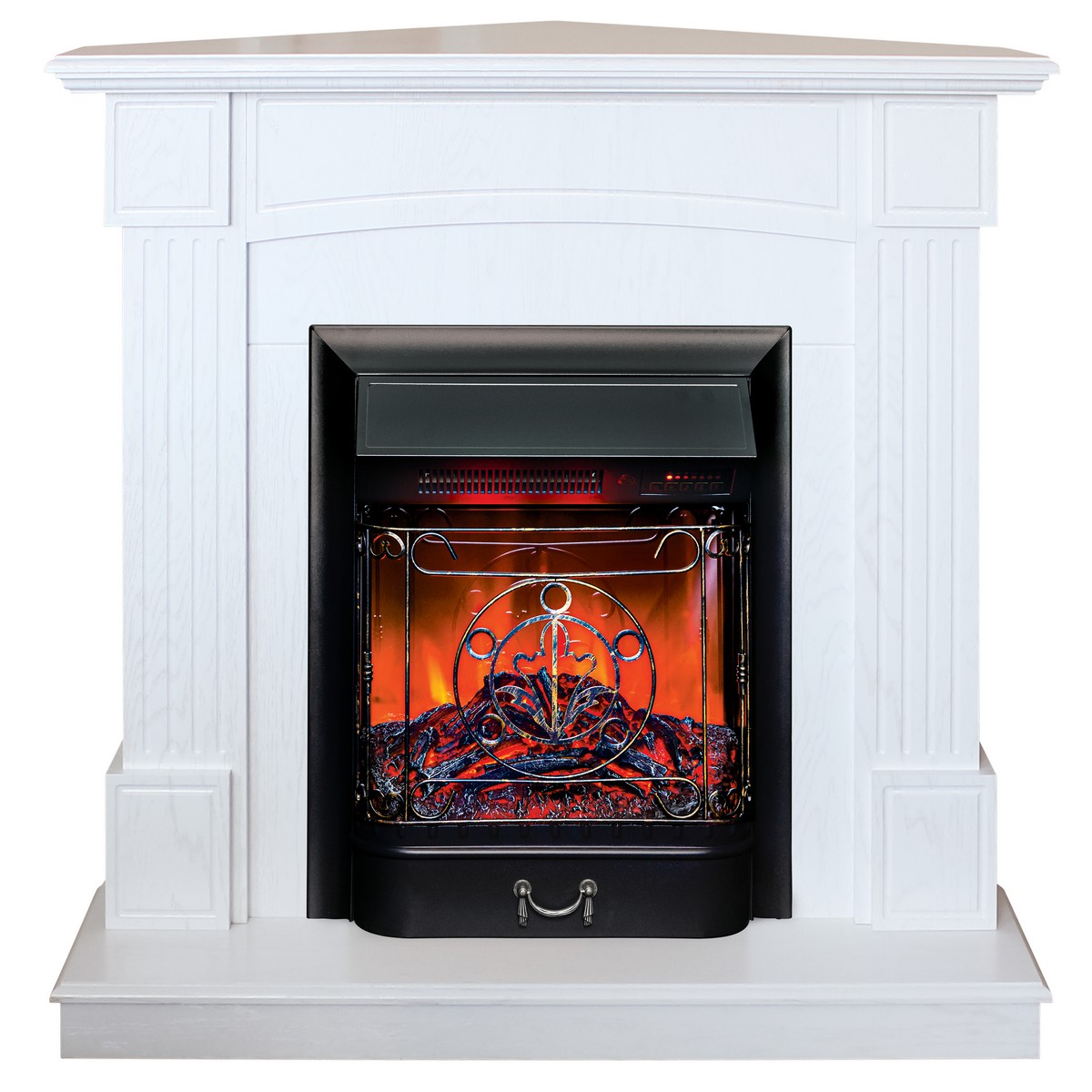 Электрокамин RealFlame Andrea Corner WT фактурный белый с очагом Majestic Lux Black RC