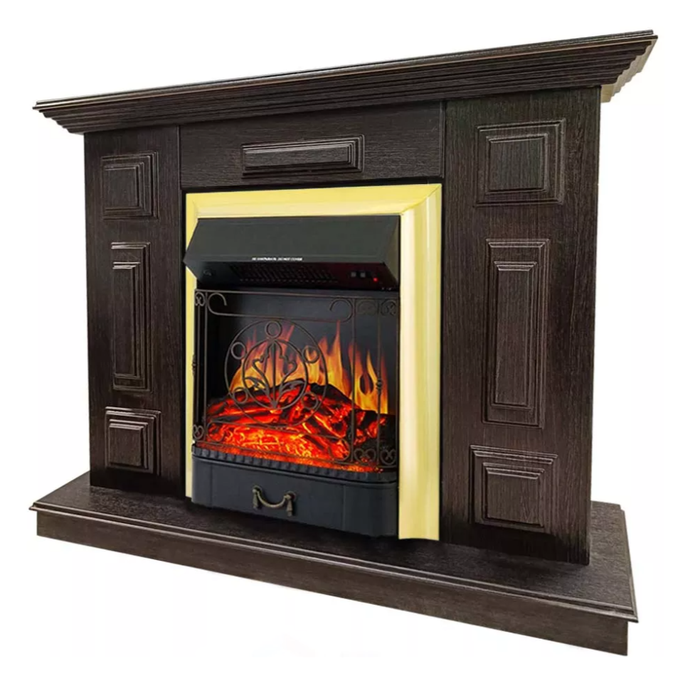 Каминокомплект Хорошие Камины Юпитер с очагом Royal Flame Majestic FX Brass венге